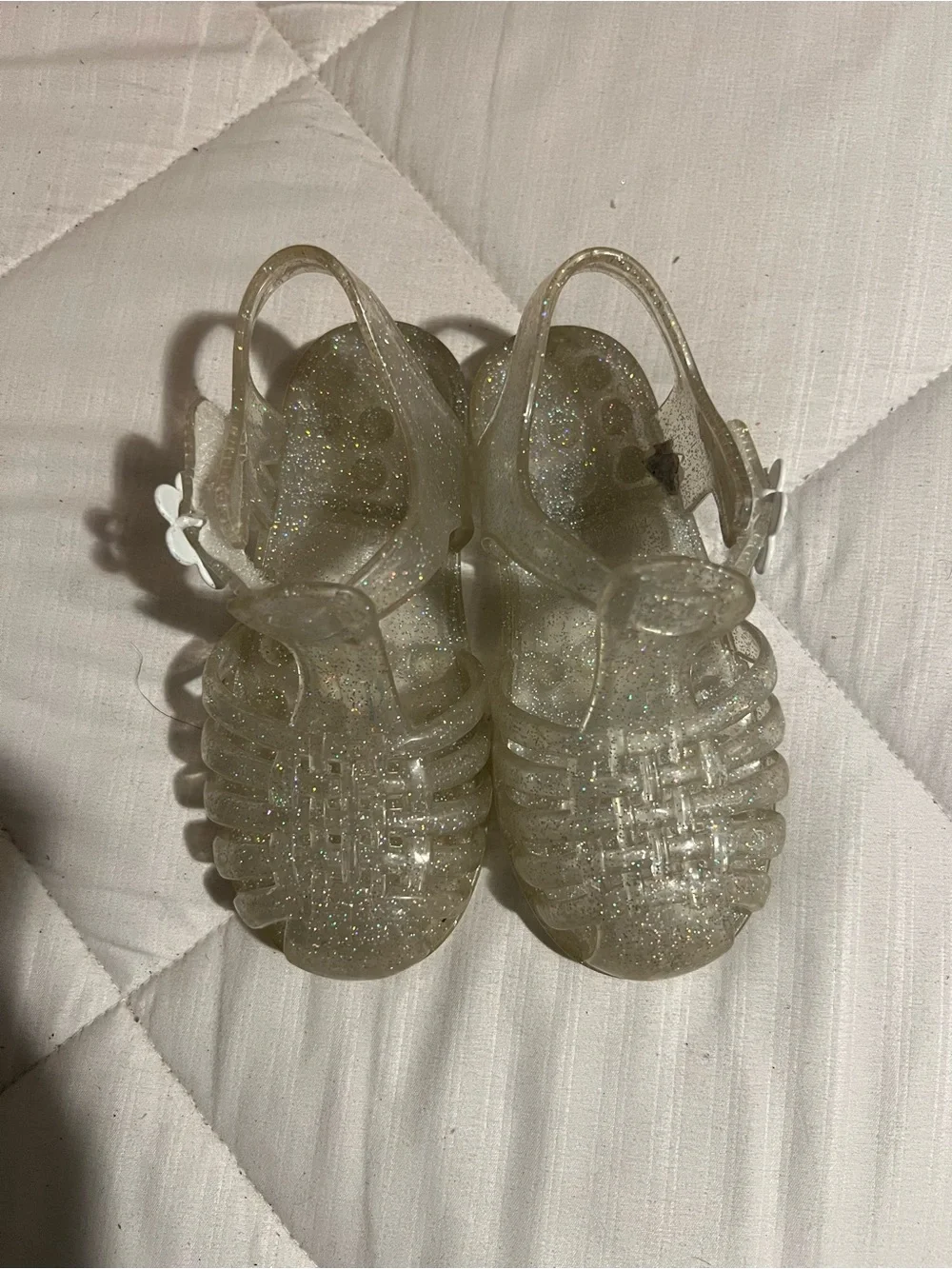 Kids Glitter Jelly Sandals - Clear/Gold Sparkle